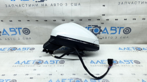 Ansamblu oglindă retrovizoare stânga pentru Audi A4 B9 17-19, 15 pini, semnalizator, reglare automată a intensității luminii, memorie, BSM, alb, carcasă îndoită, sticlă semnalizator spartă, uzată