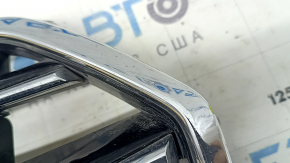 Grilă radiator completă pentru Audi A6 C7 2016-2018, cu emblema "quattro", negru lucios + crom, pentru senzori de parcare, ornamente cromate, găuri nemontate din fabrică