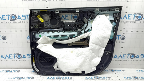 Panou ușă stânga față Lincoln Corsair 2020, negru, difuzoare premium, cotieră din piele neagră cu cusături gri, mâner și ornament cromat, zgârieturi