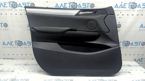 Обшивка двери карточка передняя левая в сборе BMW X3 F25 11-17кожа черная, подлокотник кожа черная, вставка кожа черная, молдинг серый, царапины, тычки на молдине, потертость