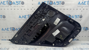 Обшивка двери карточка задняя правая в сборе BMW X3 F25 11-17 кожа черная под шторку, с серой строчкой, с ручкой, подлокотник кожа черная, вставка кожа черная, молдинг серый, царапины, вмятина
