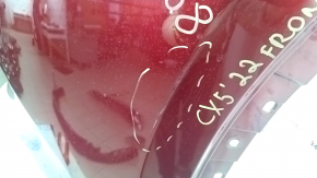 Бампер передний голый Mazda CX-5 22-25 без парктроников, красный, сколы, царапины