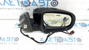 Зеркало боковое правое в сборе Jeep Compass 17-26 3+4 пинов, подогрев, BSM, черный глянец