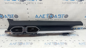 Накладка передней панели центральная Mazda CX-5 21-25 кожа черная под 10.3" дисплей, вставка под темное дерево, с кнопкой аварийной сигнализации, царапины
