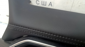 Ornamente bord din piele neagră pentru Mazda CX-5 21-25, pentru un ecran de 10,3", inserție din lemn închis la culoare, pete, fără deflector