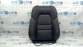 Tapițerie spătar scaun pasager Mazda CX-5 17-23, piele neagră, cu cusături maro, încălzită, perforată, abrazivă