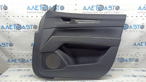 Обшивка двери карточка передняя правая Mazda CX-5 17-23 черная, с черной вставкой кожа, подлокотник кожа черный, молдинг под темное-серое дерево, под химчистку