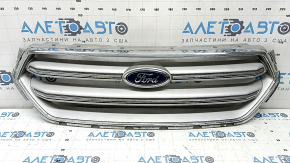 Решетка радиатора grill Ford Escape MK3 17-19 рест, серая, с хромом, с эмблемой, тычки