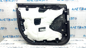 Jeep Grand Cherokee WL 21-26 negru, ALPINE, panou ușă dreapta față, cotieră și inserție, piele neagră, cusături albe, inserție din lemn, cromat, cu mâner, uzat