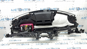 Торпедо передняя панель с AIRBAG Jeep Grand Cherokee WL 21-26 PHEV, черная, серая строчка, с накладкой и каркасом