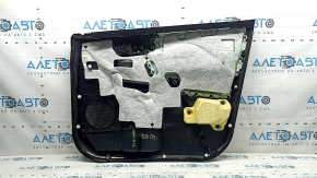 Обшивка двери карточка передняя левая Toyota Rav4 16-18 черная, под память, подлокотник кожа черная, вставка серебро, с ручкой, царапины, потерта