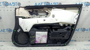 Обшивка двери карточка передняя левая Honda Accord 16-17 кожа черная, подлокотник кожа черная, молдинг под дерево глянец, под память сидений, под чистку