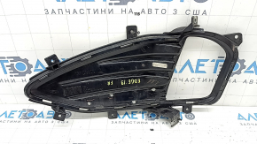 Решетка переднего бампера правая Ford Edge 19-24 под ПТФ, черный глянец с хром молдингом