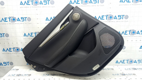 Ornamente ușă, spate stânga Infiniti QX50 19-20 negru cu inserție din piele neagră, cotieră din piele neagră, cu perdea, BOSE, ornament gri lucios, lovituri, abraziuni, zgârieturi