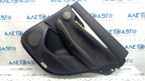Ornamente ușă, spate dreapta Infiniti QX50 19-21, negre cu inserții din piele neagră, cotieră din piele neagră, fără perdea, BOSE, cu iluminare din spate, ornament gri lucios, cu mâner, zgârieturi