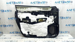 Panou ușă dreapta față negru pentru Infiniti QX50 19-22, inserție din piele neagră, cotieră din piele neagră, cusături gri, ornament argintiu, cu mâner, zgârieturi