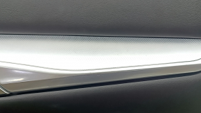 Panou ușă dreapta față negru pentru Infiniti QX50 19-22, inserție din piele neagră, cotieră din piele neagră, cusături gri, ornament argintiu, cu mâner, zgârieturi