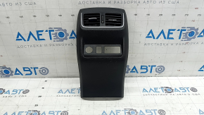 Ornamente console centrale spate pentru Infiniti QX50 19-22, negre cu crom, cu deflector, pentru scaune spate încălzite, zgârieturi, crăpături la elementele de fixare