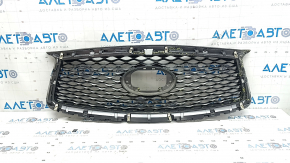 Решетка радиатора grill Infiniti QX50 19-25 под камеру, голая, без молдинга и эмблемы, надломана, трещины, сломаны крепления