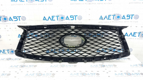Решетка радиатора grill Infiniti QX50 19-25 под камеру, голая, без молдинга и эмблемы, надломана, трещины, сломаны крепления