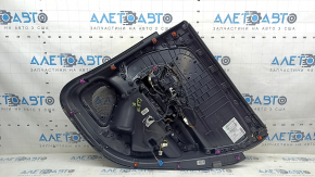 Обшивка двери карточка задняя левая Mercedes H247 GLA 20-26 кожа черная, вставка кожа черная, накладка хром, с подсветкой, с ручкой хром