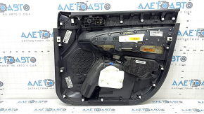 Ornamente ușă, stânga față, Jeep Grand Cherokee WK2 17-19, negre, cu mâner, cotieră și inserție, piele neagră cu cusături roșii, ornament, lemn închis cu crom, memorie sub jantă, uzate