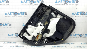 Ornamente ușă, placă spate dreapta, Jeep Grand Cherokee WK2 17-19, negru, cu mâner, cotieră și inserție, piele neagră cu cusături roșii, ornament din lemn închis la culoare cu crom, zgârieturi