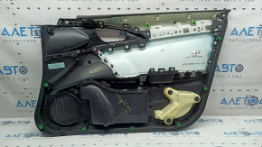 Обшивка двери карточка передняя левая Honda Insight 19-22 черная, подлокотник и вставка черная кожа, царапины