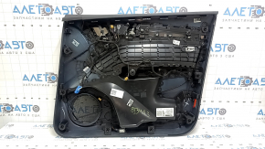 Обшивка двери карточка передняя левая Audi Q5 80A 21-24 кожа черная, подлокотник черный кожа, с накладками, с ручкой