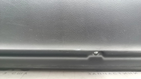 Panou ușă dreapta față Lincoln MKZ 17-20, negru cu inserție din piele neagră, cotieră din piele neagră, inserție din lemn maro lucios, cu iluminare din spate, cu mâner, zgârieturi, rupturi, lovituri