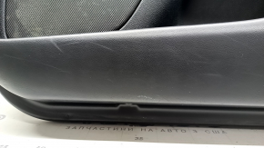 Panou ușă dreapta față Lincoln MKZ 17-20, negru cu inserție din piele neagră, cotieră din piele neagră, inserție din lemn maro lucios, cu iluminare din spate, cu mâner, zgârieturi, rupturi, lovituri