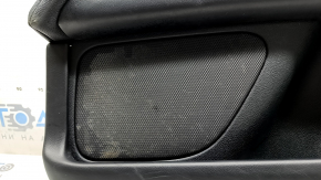 Panou ușă dreapta față Lincoln MKZ 17-20, negru cu inserție din piele neagră, cotieră din piele neagră, inserție din lemn maro lucios, cu iluminare din spate, cu mâner, zgârieturi, rupturi, lovituri