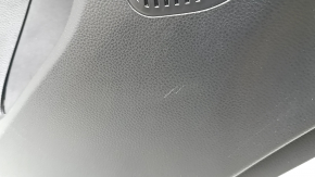Обшивка двери карточка задняя левая Toyota Venza 21-22 XLE, Limited кожа черная с серой строчкой, темно-серая накладка, с ручкой, царапины, потертости