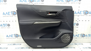 Ornamente ușă, stânga față, Toyota Venza 21-22 XLE, Limited, piele neagră cu cusături gri, cu scaune cu memorie, ornamente gri închis, cu mâner, zgârieturi, plastic alb