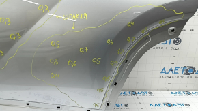 Дверь голая задняя левая Hyundai Tucson 22-26 Korea, серебро R2T, с верхним хром молдингом, после ремонта, нештатное отверстие