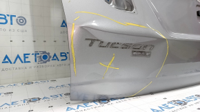 Дверь багажника голая со стеклом Hyundai Tucson 22-26 Korea, тонировка, серебро R2T, вмятины