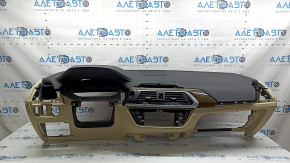 Торпедо передняя панель с AIRBAG BMW X3 G01 18-21 черно-бежевое, без проекции, с накладками и центральным дефлектором, вздулся лак