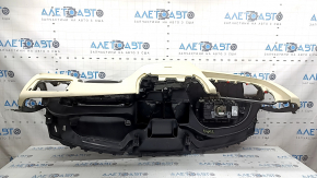 Торпедо передняя панель с AIRBAG BMW X3 G01 18-21 черно-бежевое, без проекции, с накладками и центральным дефлектором, вздулся лак