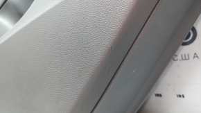 Panou decorativ ușă, spate dreapta, Audi Q7 20-24, piele gri, inserție din piele gri, cotieră din piele gri, ornamente din lemn negru lucios și închis la culoare, Bang & Olufsen, cu mâner, zgârieturi, crestături