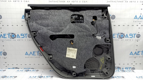 Panou decorativ ușă, spate dreapta, Audi Q7 20-24, piele gri, inserție din piele gri, cotieră din piele gri, ornamente din lemn negru lucios și închis la culoare, Bang & Olufsen, cu mâner, zgârieturi, crestături