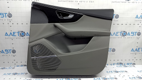 Panou ușă dreapta față pentru Audi Q7 20-24, piele gri, inserție din piele gri, cotieră din piele gri, ornamente din lemn negru lucios și închis, Bang & Olufsen, cu mâner, zgârieturi, rupturi