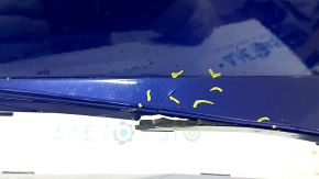 Бампер передний голый Hyundai Elantra 21-23 под накладки, синий, надломан, порван, сломаны крепления, отсутствуют фрагменты, царапины
