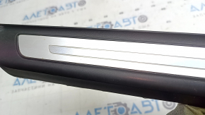 Ornamente prag exterior față stânga pentru Audi Q7 16-26, negru cu crom, iluminare din spate, zgârieturi