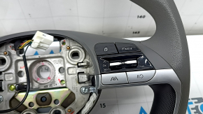 Руль голый Hyundai Elantra 21-23 резина темно-серая, с черными кнопками без радара, под чистку, царапины