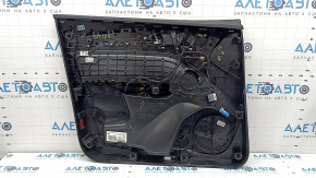 Обшивка двери карточка передняя правая Audi Q5 80A 18-20 черная, подлокотник коричневая кожа, вставка черная кожа, Bang and Olufsen, с ручкой и накладками, тычка, царапины