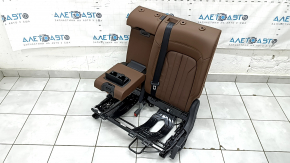 Spătarul scaunelor din spate, al doilea rând de scaune stânga, Audi Q5 80A 18-20, piele maro, standard, cu centură și cotieră neagră, încălzit, mecanic