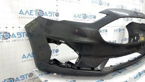 Бампер передний голый Ford Fusion mk5 19-20 без парктроников и буксировочного крюка, графит, примят, царапины, нештатные отверстия, трещина, надрыв, надлом крепления