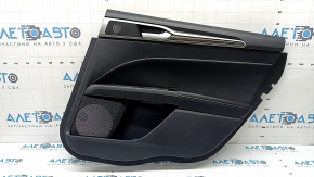 Ornamente ușă, placă spate dreapta, Ford Fusion mk5 17-20, negru cu inserție din piele neagră, cotieră din piele, cu ornament din lemn gri, cu mâner, crăpături în ornament, uzat