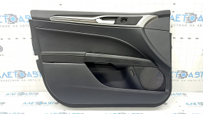 Ornamente ușă, față stânga, Ford Fusion mk5 17-20, negru cu inserție din piele neagră, ornament din lemn, cotieră din piele, spumă cu memorie, crăpătură în ornament, zgârietură, uzată
