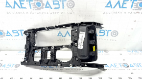Накладка центральной консоли с подстаканниками Ford Fusion mk5 17-20 2 части, черная с хром